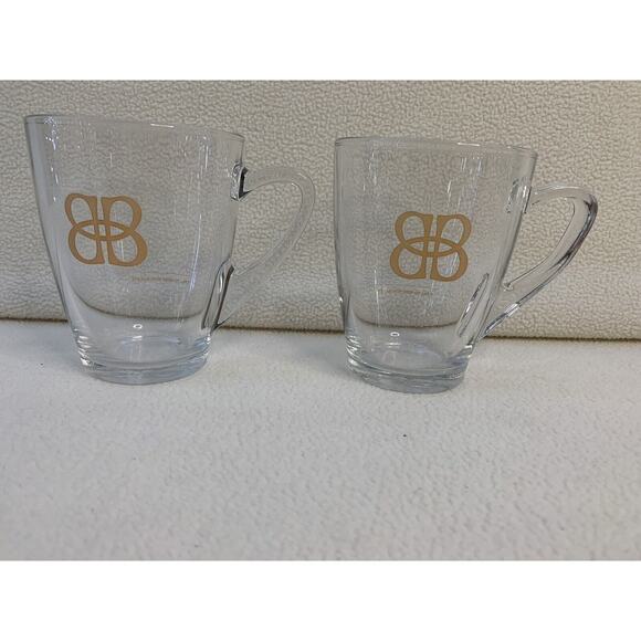 2 Baileys Irish Cream Whiskey Clear Glass Coffee Mugs Gold Accent Logo - Picture 11 of 11